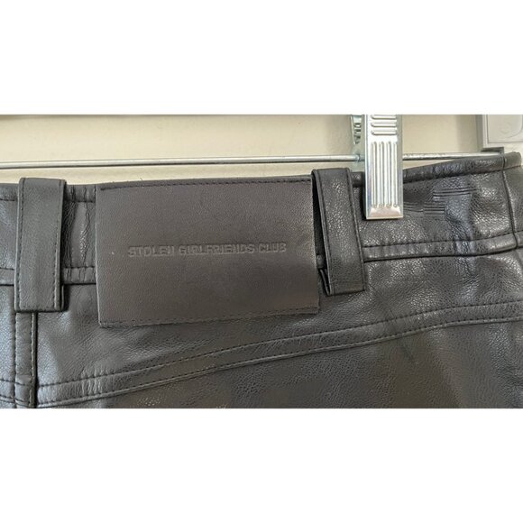 STOLEN GIRLFRIENDS CLUB BUTTON FLY BERMUDA VEGAN LEATHER SHORTS S - Picture 6 of 8